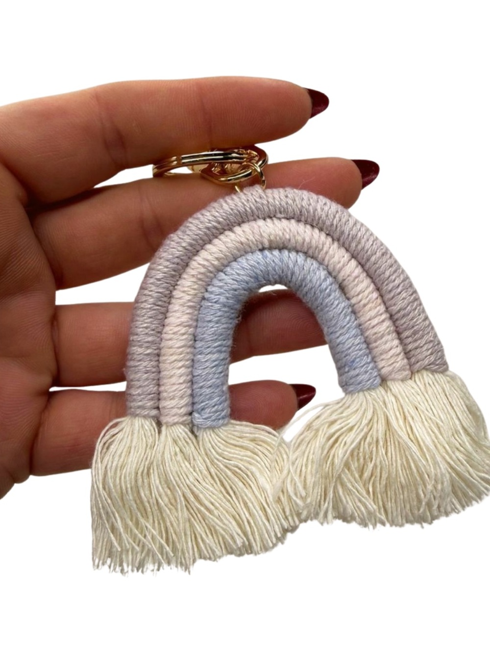 BUY NOW PICK ONE Boho Rainbow Macrame Keychain Bag Charm - Picture 3 of 4